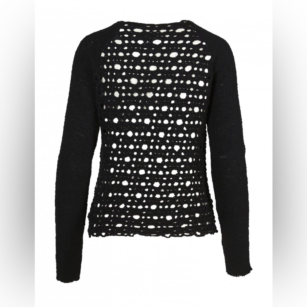 NU Denmark Black Wool Knit Sweater with Cutout Design Sz S Sushi blouse knit